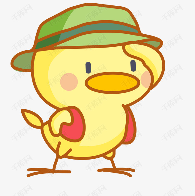 卡通小鸭子动物设计的素材免抠动物设计手绘戴帽子卡通小鸭子矢量图