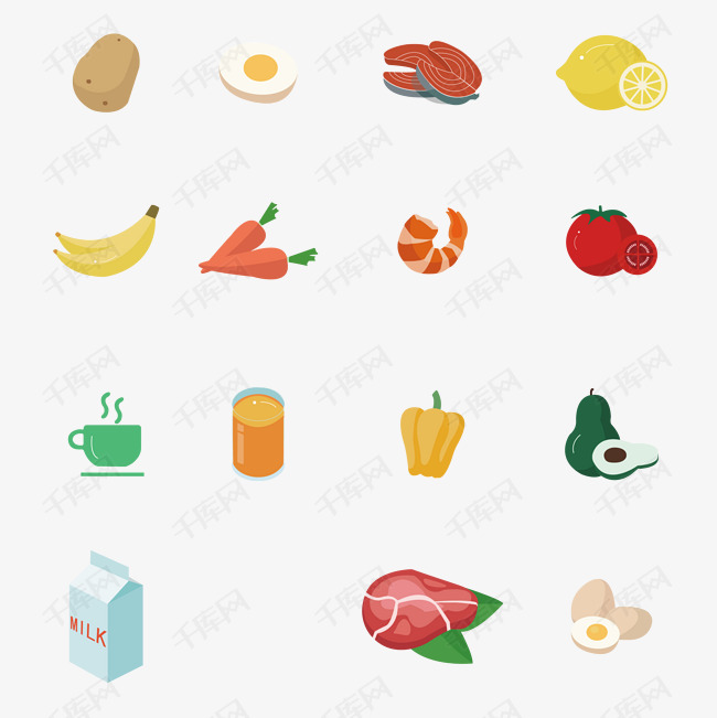 食物小图标手绘矢量图