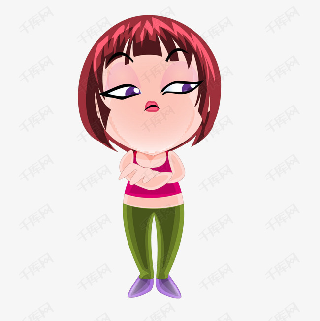 卡通红色短发的女孩设计的素材免抠人物设计红色短发女孩卡通可爱