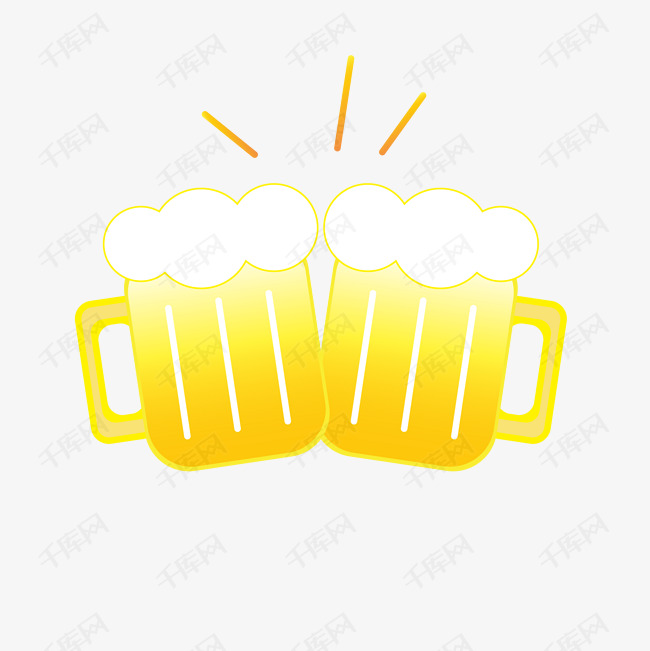 矢量手绘啤酒杯干杯