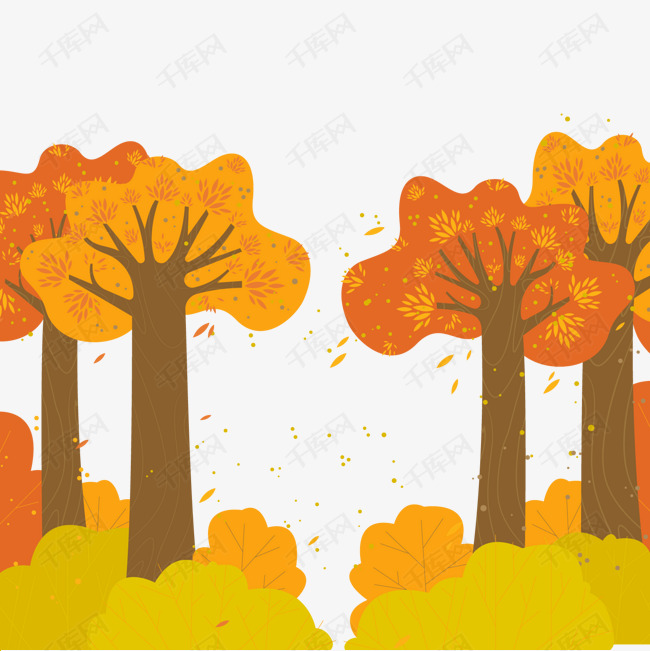 复古秋季树林风景矢量图的素材免抠卡通树林树林风景矢量图复古风景