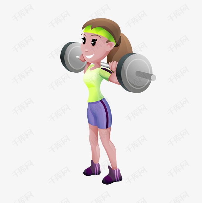卡通女孩举重器械健身