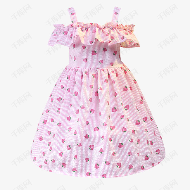儿童露肩一字肩连衣裙