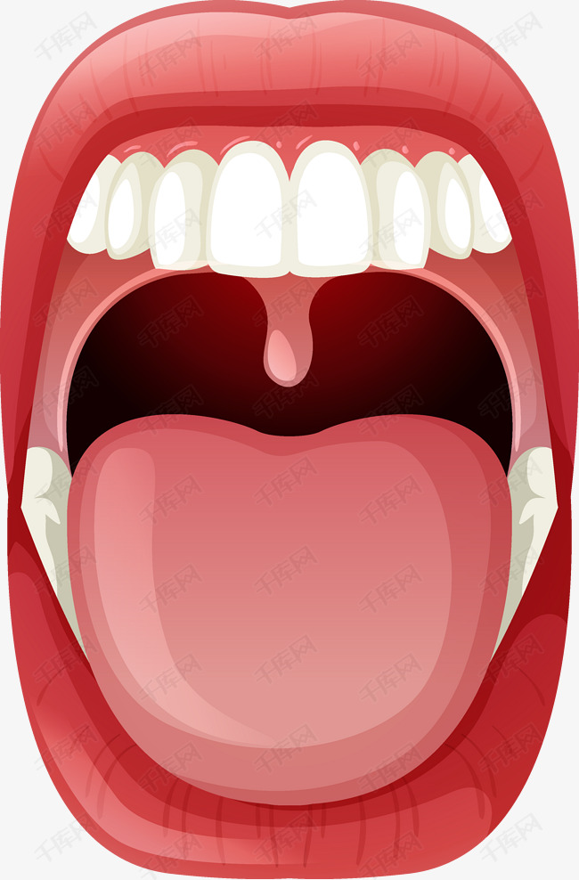 张大嘴的卡通牙齿器官