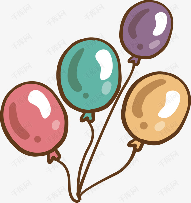 彩色卡通可爱气球装饰矢量图免费下载