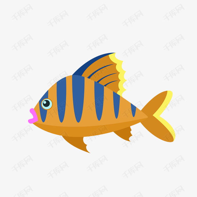 卡通手绘海洋生物的鱼