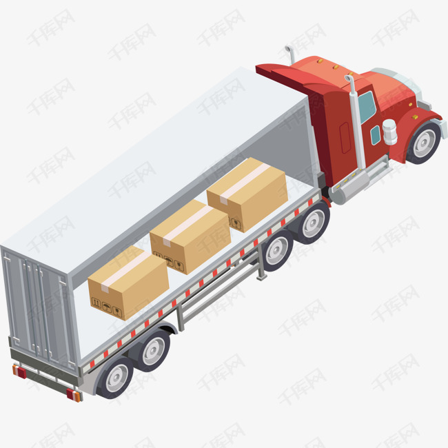 一个装货的红色大货车素材图片免费下载_高清