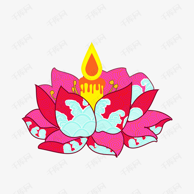 中元节莲花灯矢量图