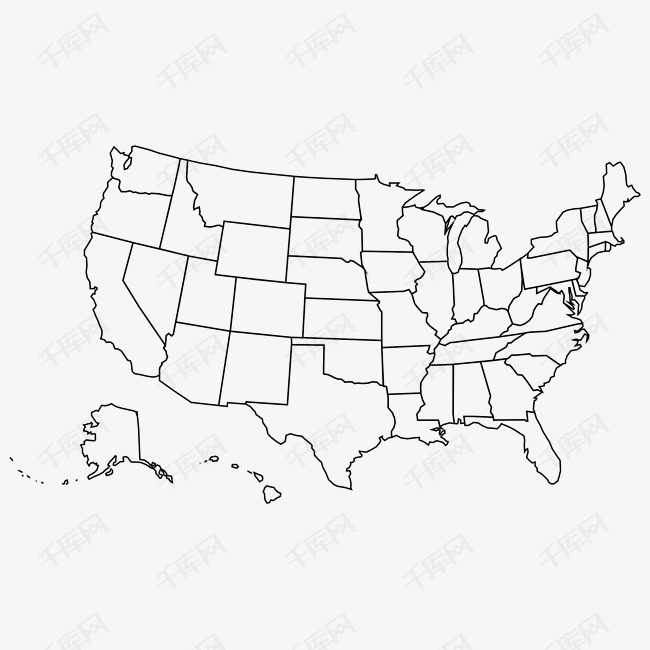 黑色手绘美国地图png