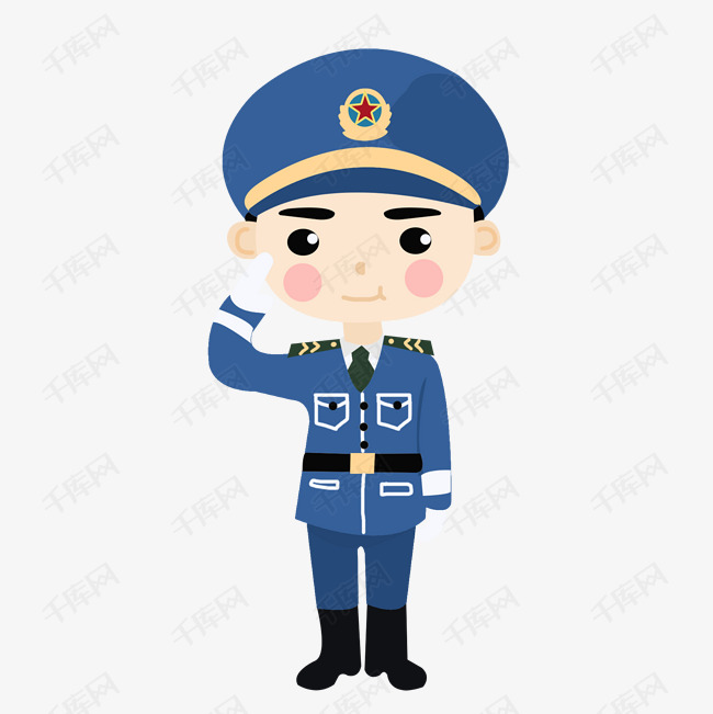 穿着警服的敬礼警察