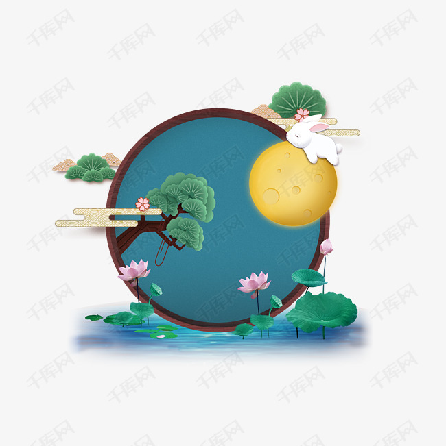 卡通手绘中秋月兔素材图片免费下载_高清png