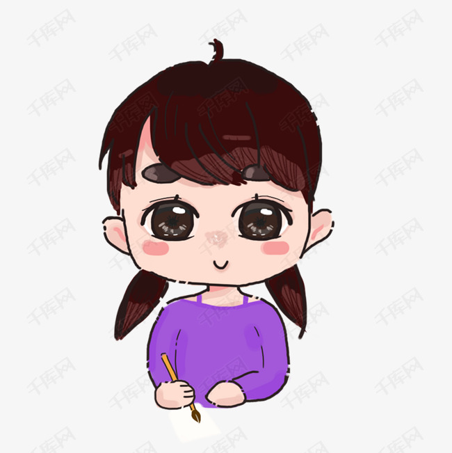 卡通手绘可爱画画假期补习小女孩大眼萌妹