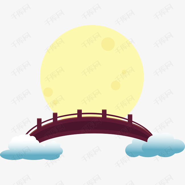 手绘卡通桥七夕中秋佳节