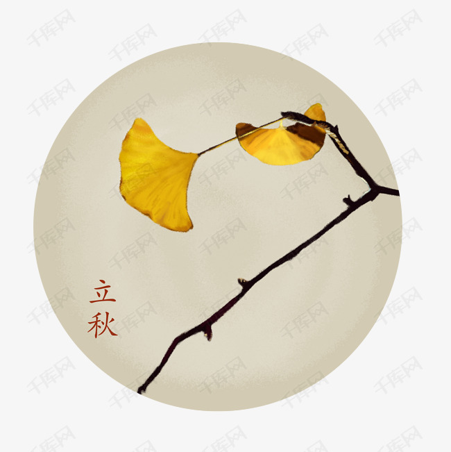立秋手绘秋天的银杏叶可分层