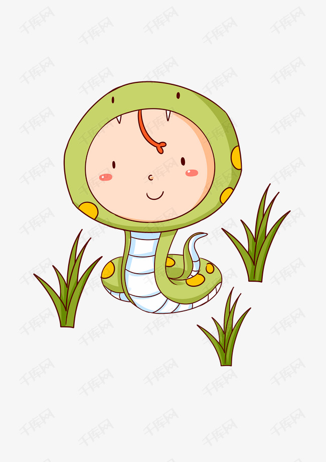 手绘十二生肖蛇插画