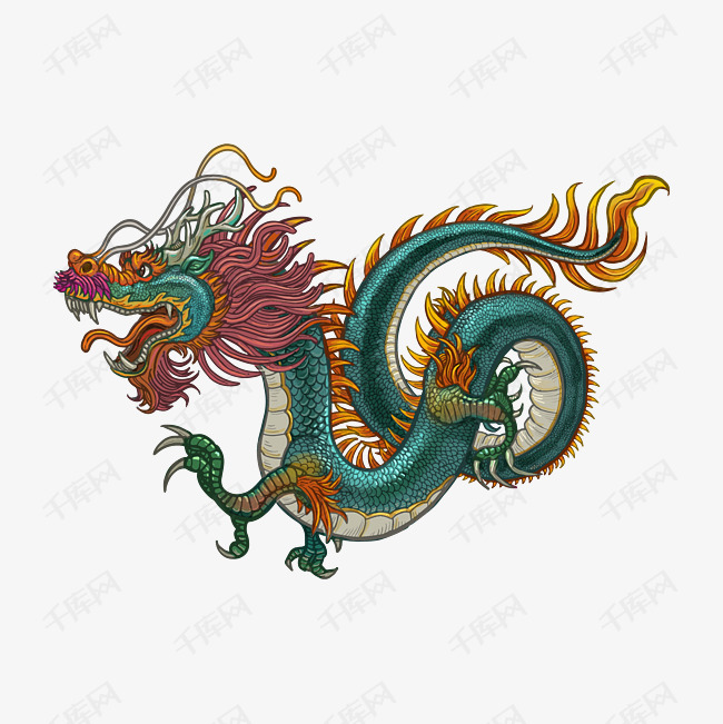 卡通手绘逼真的中国龙png