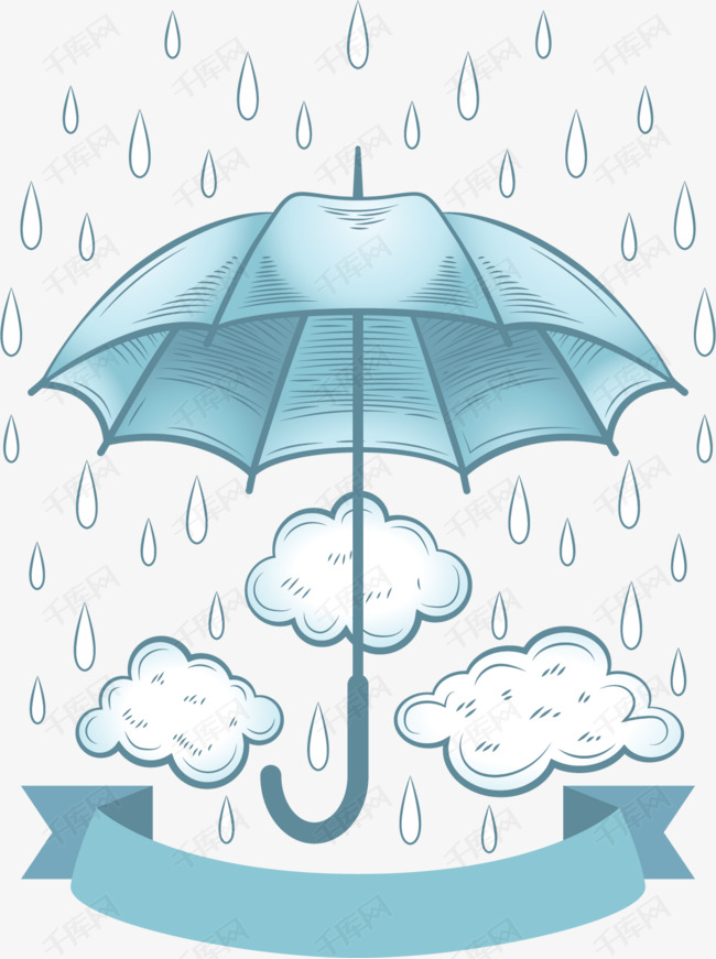 手绘风雨季下雨天雨伞的素材免抠矢量png雨伞下雨下雨
