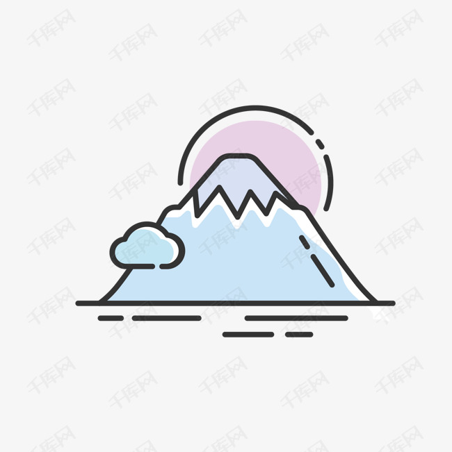 世界旅游mbe风格富士山景点图案