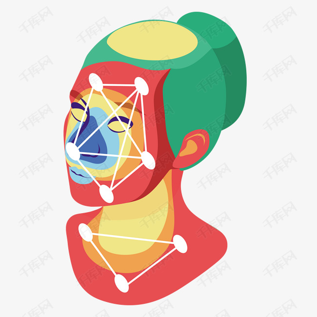 矢量彩色人脸识别素材图片免费下载_高清psd_千库网