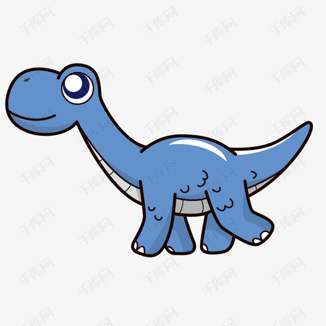 卡通手绘蓝色的恐龙设计的素材免抠恐龙设计动物设计手绘蓝色矢量图大
