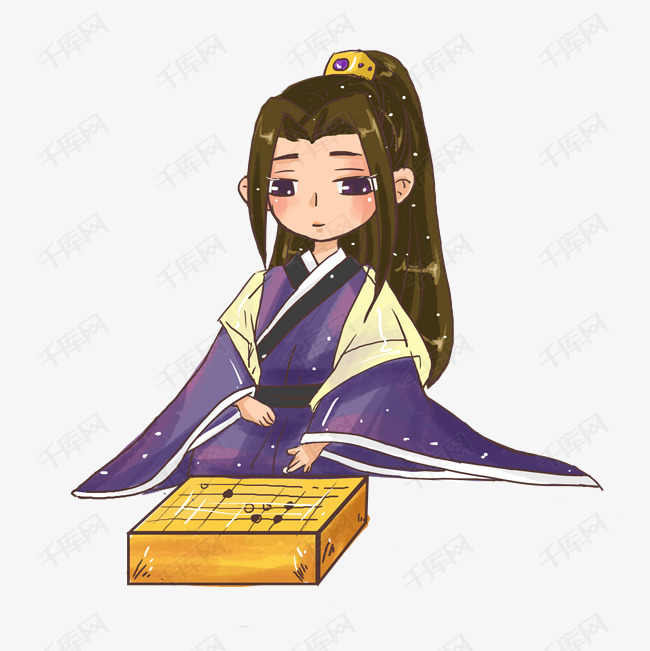 男性古风q版萌系插画