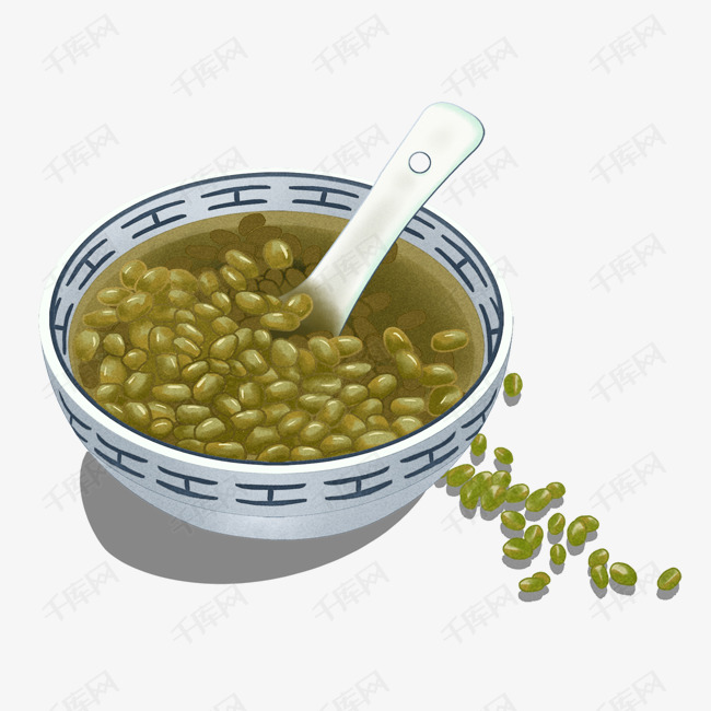 卡通手绘绿色绿豆汤绿豆糖水