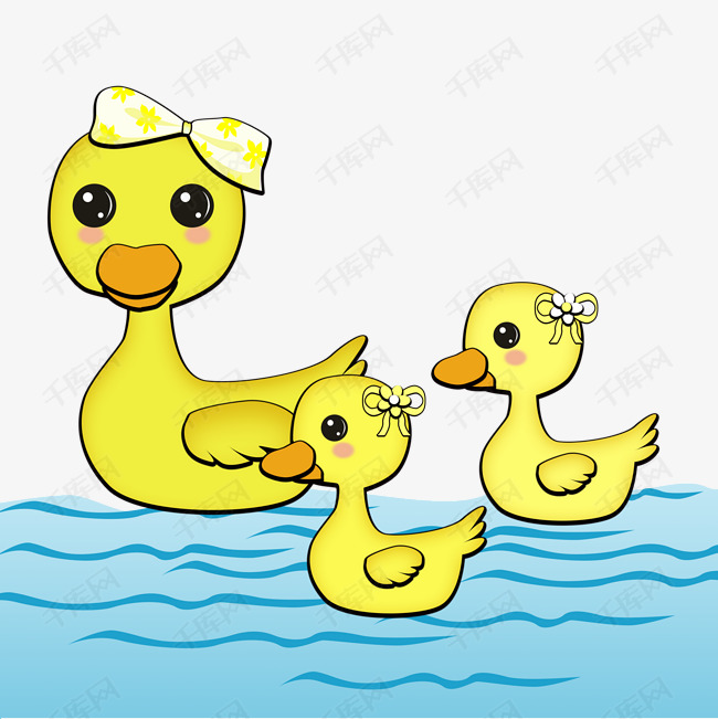 河水里的鸭子卡通png素材