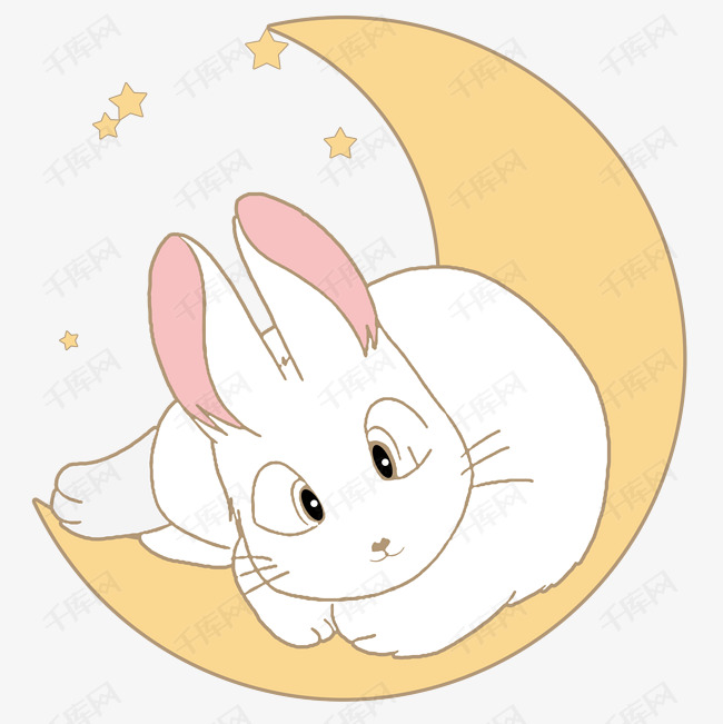 中秋节手绘卡通月兔