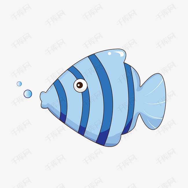 蓝色小鱼手绘卡通