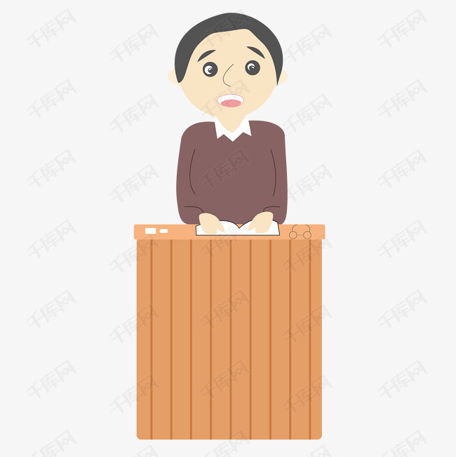 卡通黑发老师                                        卡通讲台