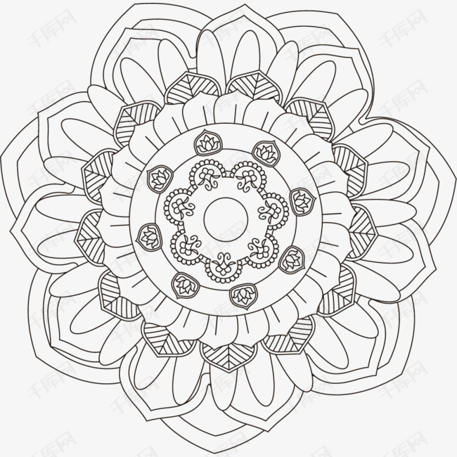 花朵复杂风格矢量曼陀罗的素材免抠曼陀罗符号卡通符号矢量符号卡通