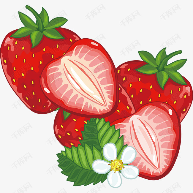 手绘草莓矢量图下载的素材免抠处暑水果手绘草莓卡通插图创意卡通