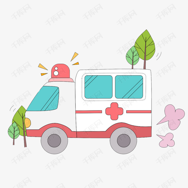 卡通救护车医疗图标