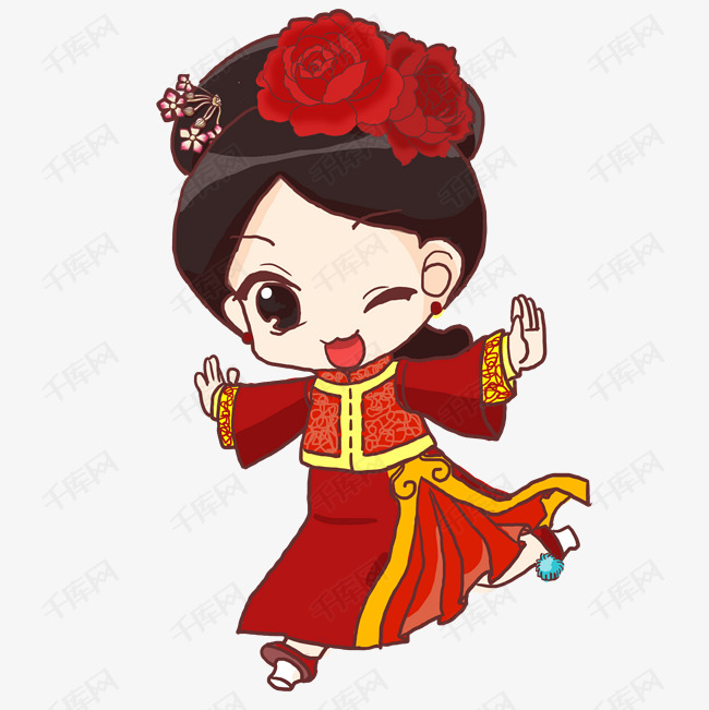 贵妃夫人丫鬟丫头新娘头戴鲜花大小姐