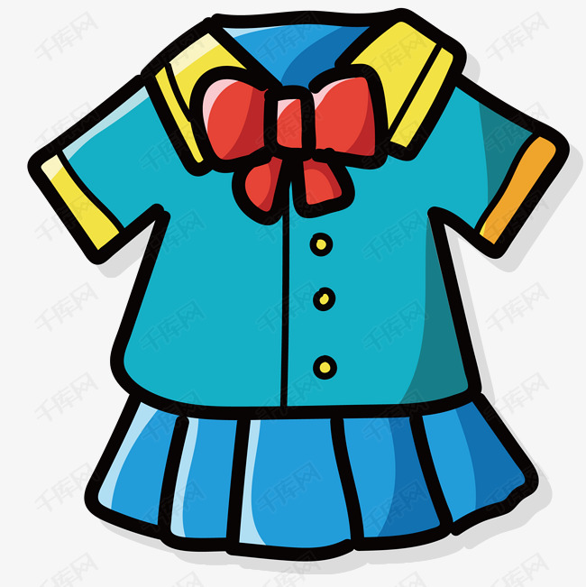 女生校服矢量插画的素材免抠蓝色服饰校服夏季女生校服矢量插画开学了