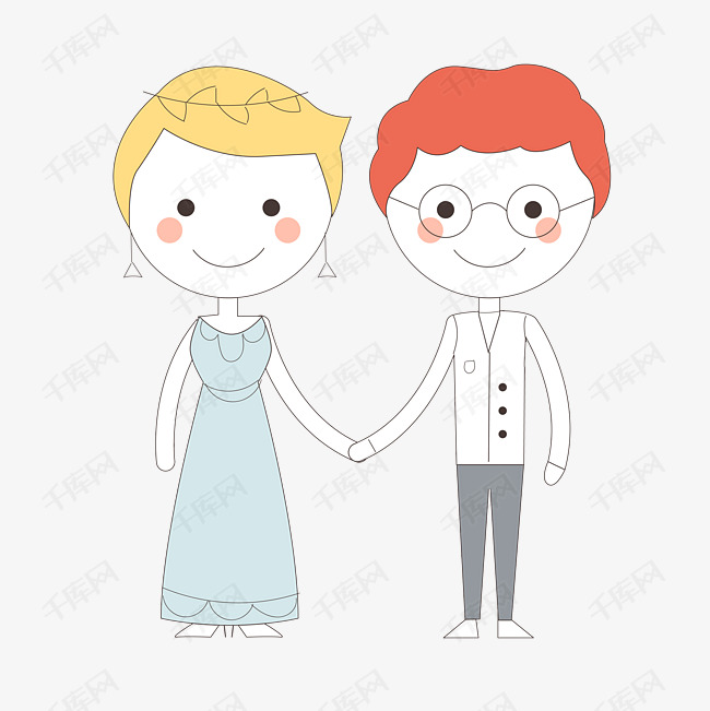 情人夫妻素材图案的素材免抠夫妻甜蜜牵手素描情人节表白