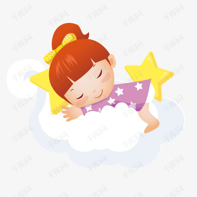 在云朵上睡觉的女孩设计的素材免抠人物设计女孩云朵睡觉卡通可爱