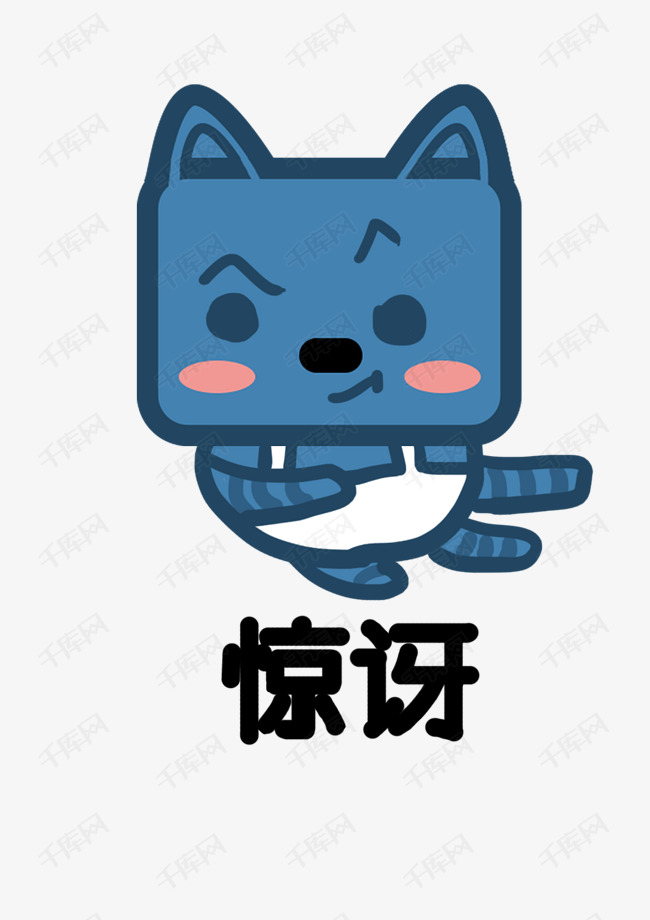 小猫方脸猫q版卡通角色动物形象聊天表情包惊讶