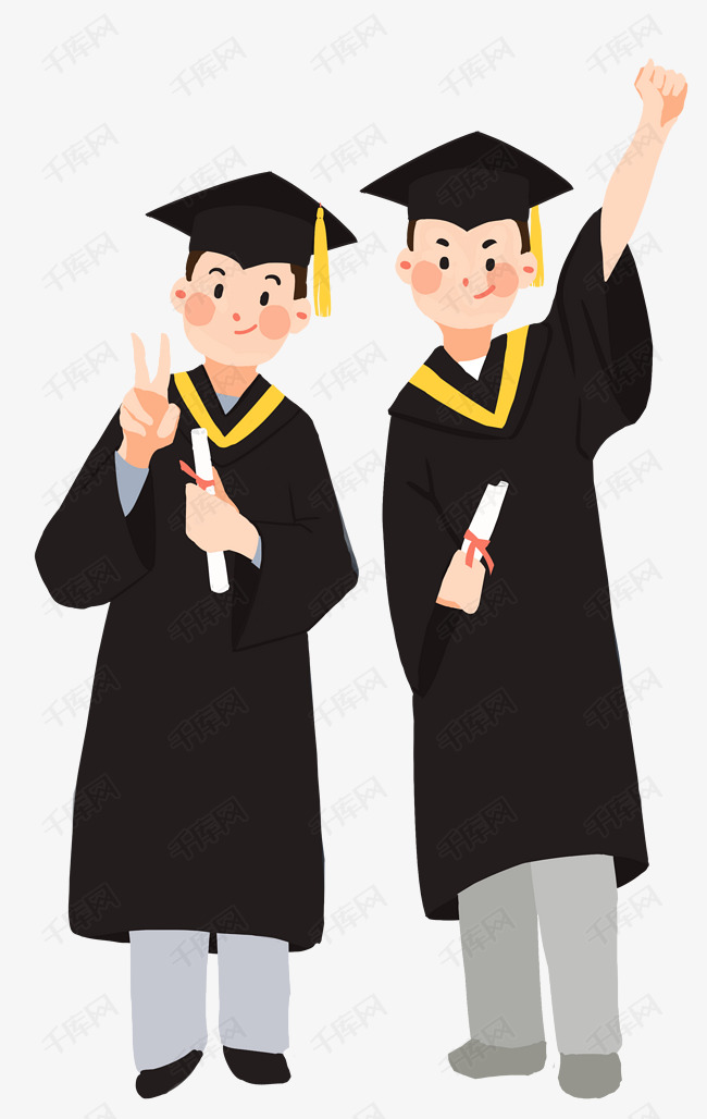 舒缓卡通穿学士服芙蓉学生