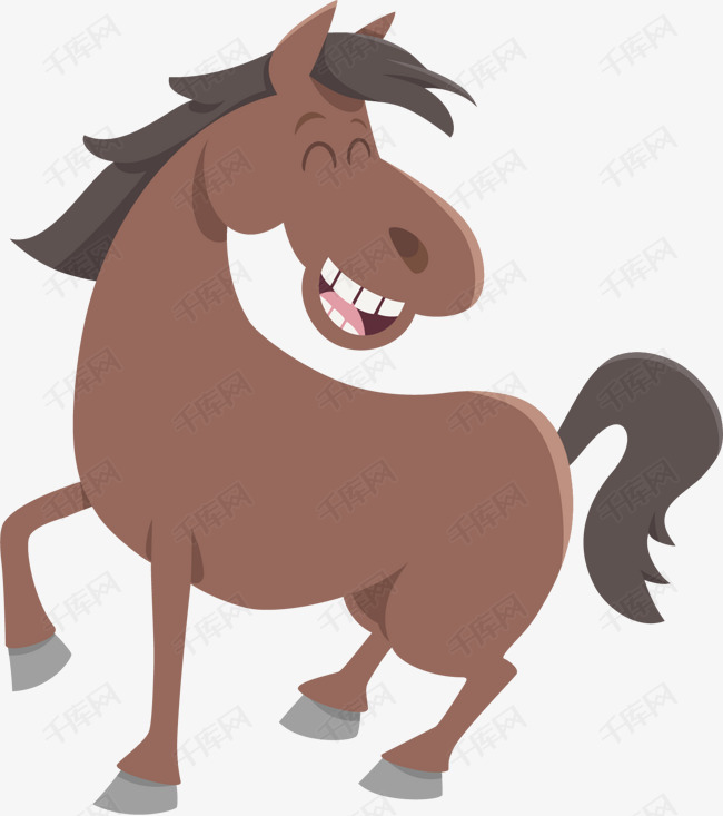 手绘卡通开心小马的素材免抠手绘卡通动画动漫可爱小马