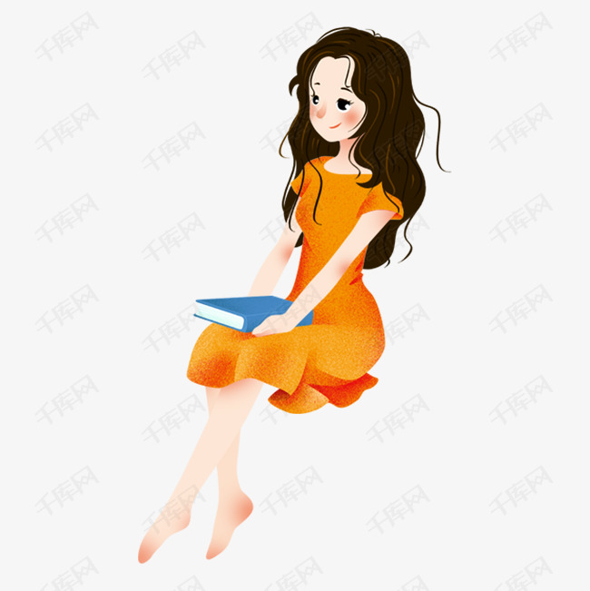 可爱知性美女插画