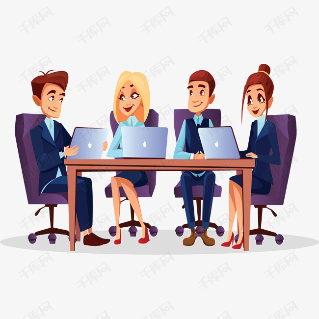 商务四人小组会议的素材免抠矢量png会议开会四人会议开会的人商务