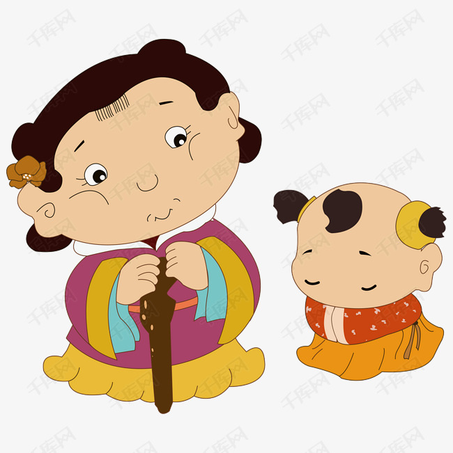 卡通矢量古代给长辈见礼行礼的孩子