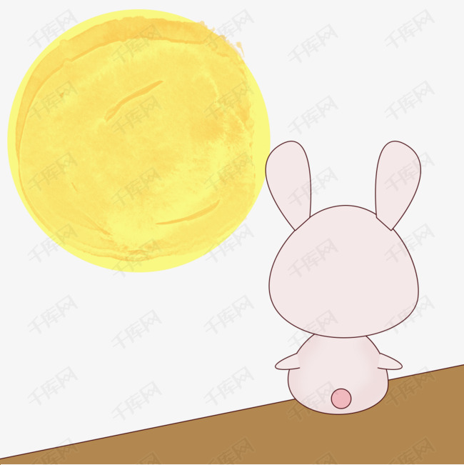 卡通手绘可爱粉粉小兔子中秋节吃月饼表情包赏月