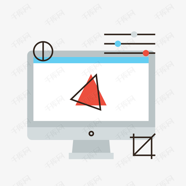 简约电脑画图桌面矢量图标免抠图