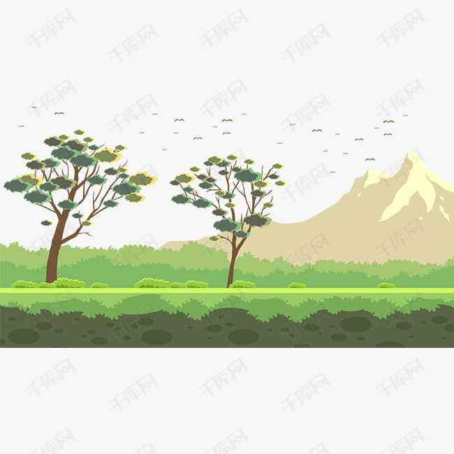 草原自然风景插画