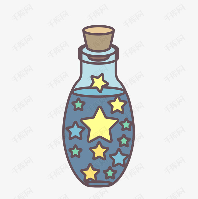矢量卡通手绘星星瓶子