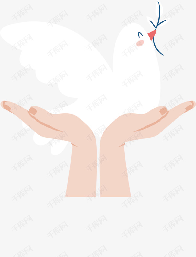 双手托起白色鸽子