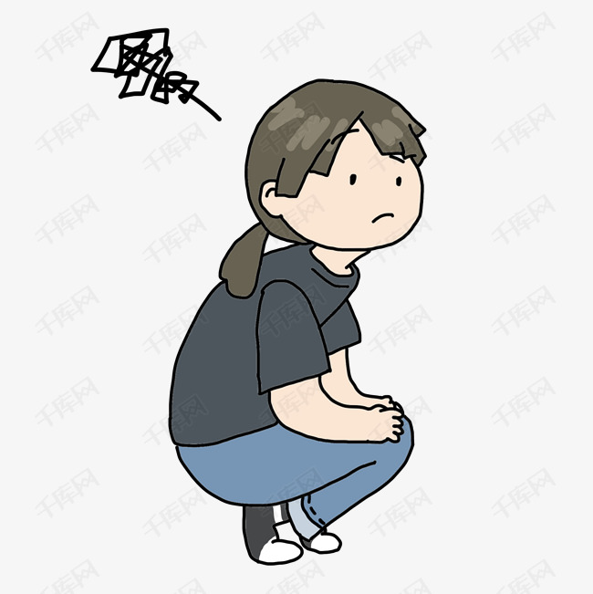开学季女生一团麻表情包插画