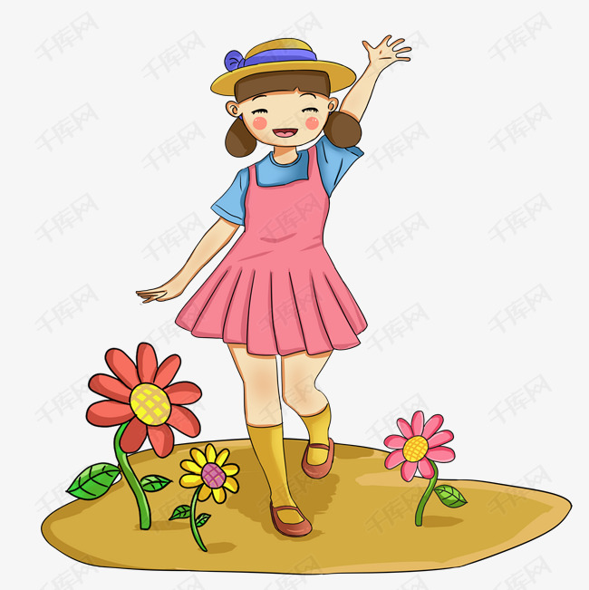 秋季卡通女孩人物插画